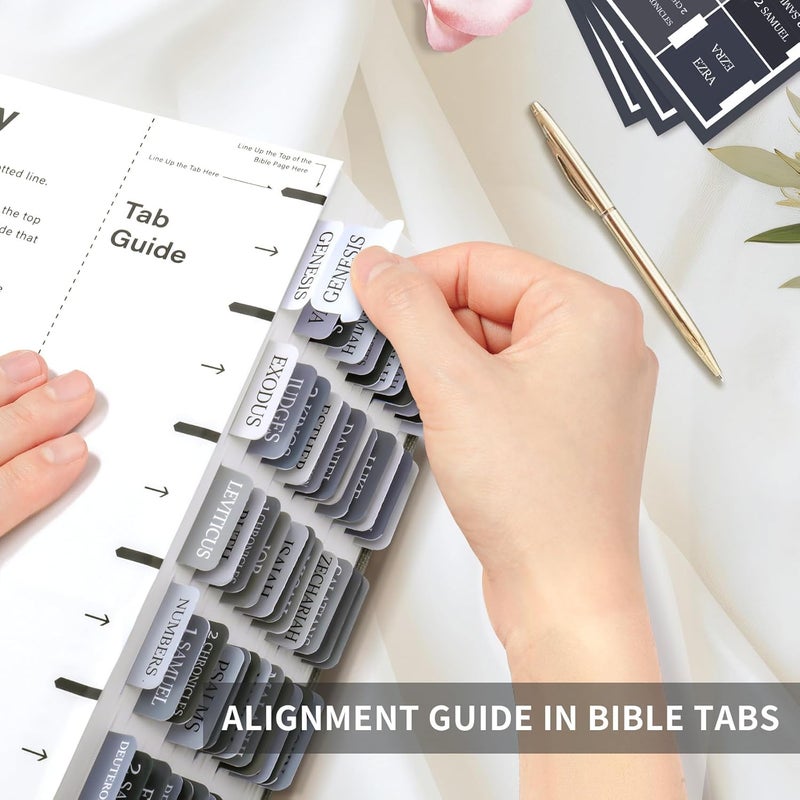Taja Bible Tabs for Women & Men, Laminated Bible Tabs for Study Bible, Large Print Bible Tabs for Easy Navigation, Bible Index Tabs, 66 Tabs Old & New Testament, Extra 9 Blank Tabs - Gray - Image 5